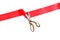 Ribbon and scissors on white background