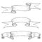 Ribbon scrolls. Outline icons of ribbon banners. Hand drawn sketch