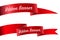 Ribbon set, banner collection. Red realistic flags for text. Vector.