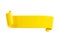 Ribbon text banner 3d render - yellow glossy rolled double tape for sale or promotion message.