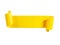 Ribbon text banner 3d render - yellow glossy rolled double tape for sale or promotion message.