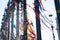 Ribbons of Bonfim souvenirs tied to the railing of the fountain at Largo Terreiro de Jesus in Pelourinho, the historic center of