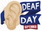 Ribbons with Ear Forming Deafness Symbol to Celebrate Deaf Day, Vector Illustration