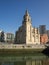 The Ribera market and the church of San Anton of Bilbao seen from the river