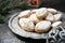 Ricciarelli, gluten free almond cookies. Italian Christmas cookies, new year decoration
