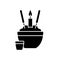 Rice bowl black glyph icon