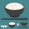 Rice in bowl and chopsticks vector