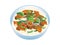 Rice bowl with tofu and vegetables icon vector