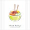 Rice bowl with tuna, egg, carrot and mango. Healthy food design template. Illustration with chopstick and poke bowl