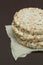 Rice bread on a brown background. Vertically