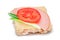 Rice Cake Sandwich with Tomato, Sausage, Green Onions and Cheese - Isolated