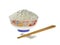 Rice in a ceramic bowl with chopsticks
