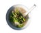 Rice congee and meat with the clipping path. Selection path.