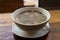 rice congee mixed with pork, mushroom