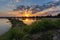 Rice cornfield at twilight sunset,