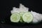 Rice and cucumber potrait on a background black