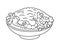 Rice dish with shrimp. Asian cuisine. Editable outline stroke. Vector line icon.