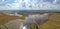 Rice farmed fields in italy aerial view