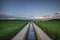 rice field irrigation channels with beautiful views
