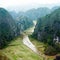 Rice fields in the early morning at Tam Coc, Ninh Binh, Vietnam