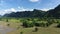 Rice fields at the foot of the karst mountains