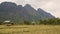 Rice fields in Laos. Crop is harvested