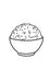 Rice food black and white lineart drawing illustration. Hand drawn lineart illustration in black and white