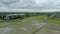 Rice Paddy Fields with Water Flooding the Area from Above with a Drone