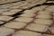 Rice pancakes drying on the sun in the rice noodles factory.