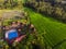 Rice plant terrace Asia agriculture with resort hotel at Bali I