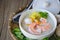 Rice porridge with shrimp and egg,vintage tone, Thai Food, Thai