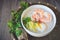 Rice porridge with shrimp and egg,vintage tone, Thai Food, Thai