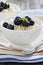 Rice pudding with syrup and berries