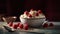 Rice Pudding Tiramisu Bowl With Raspberry And Whipped Cream