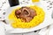 Rice with saffron and bovine meat