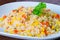 Rice salad with corn and vegetables