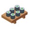 Rice sushi roll icon isometric vector. Asian food