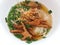 Rice vermicelli soup bowl stewed chicken feet