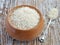 Rice in wooden bowl