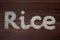 `Rice` written with rice