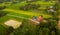 A ricefield and landscape near the city of Takeo in Cambodia