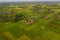 A ricefield and landscape near the city of Takeo in Cambodia