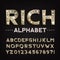 Rich alphabet font. Gold letters and numbers with diamonds.