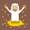 Rich Arab man illustration with golden coins