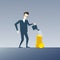 Rich Business Man Watering Coin Stack Money Growth Concept Finance Success