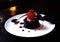 Rich chocolate cake with strawberry fruit