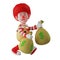 A rich Clown Boy 3D Cartoon Picture with two sacks of money