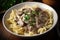 Rich and Creamy Beef Stroganoff garnished with fresh parsley and served in a white ceramic bowl