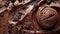 Rich Dark Chocolate Ice Cream Close-Up with Chocolate Shavings