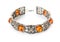 Rich decorated vintage style silver bracelet with amber. Bijouterie, imitation jewelry
